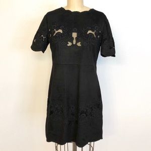 Zara Black Suede Dress with Embroidered Details.